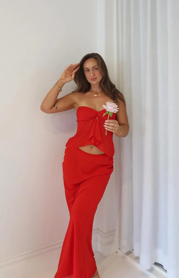 Jacqulin Red Maxi Skirt