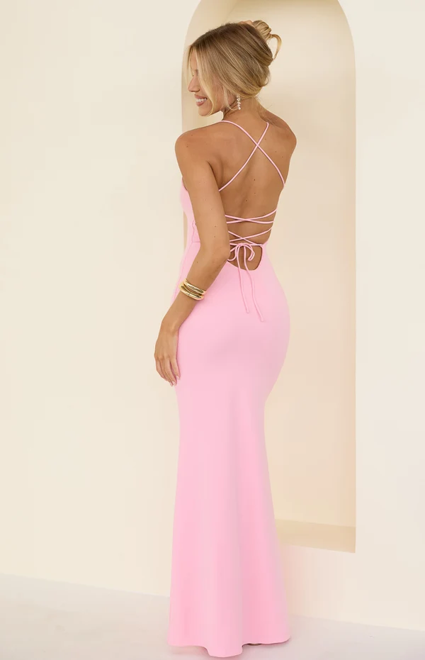 Harriet Pink Crepe Maxi Dress