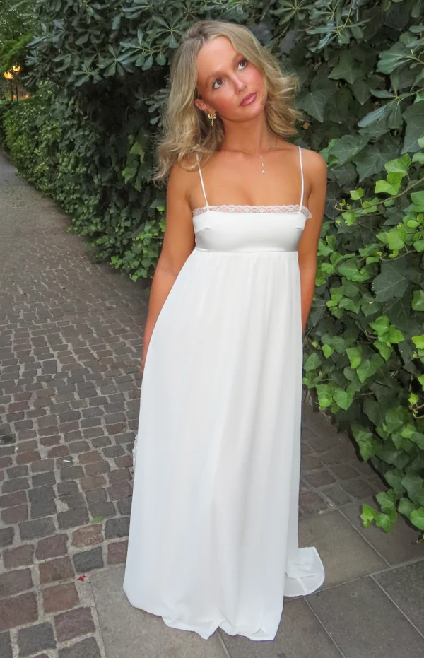 Patsy White Satin Maxi Dress