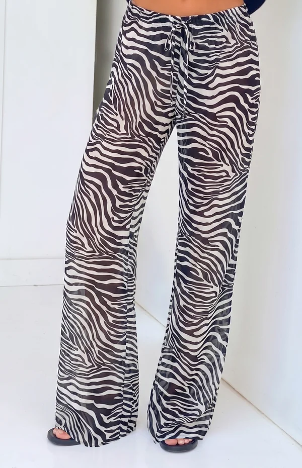 Joplin Black Sheer Zebra Print Pants