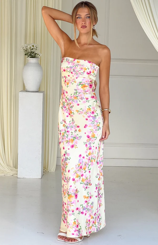 Maiah Yellow Bloom Maxi Dress