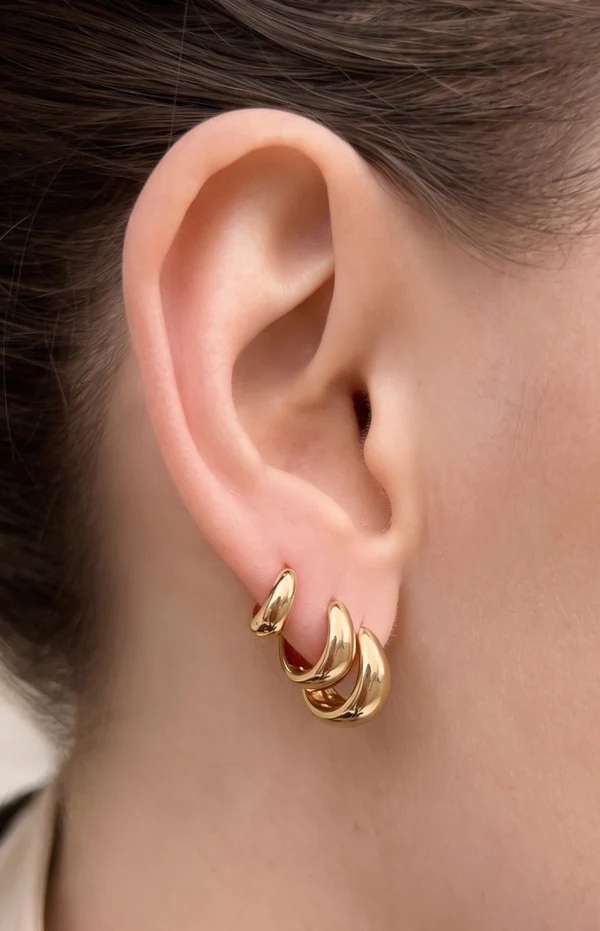Isolde Gold Three Piece Huggie Earring Set
