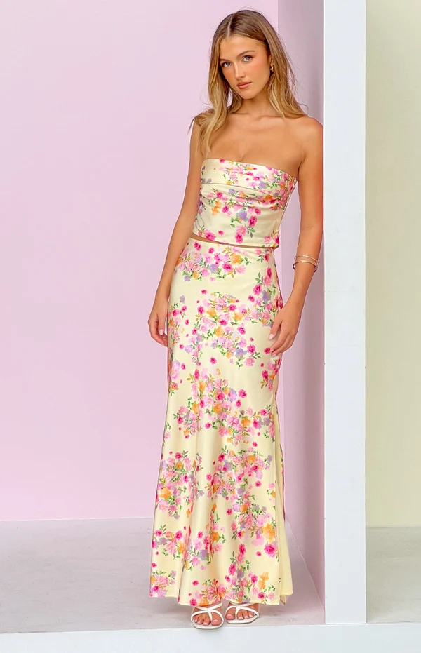 Genevieve Yellow Bloom Maxi Skirt