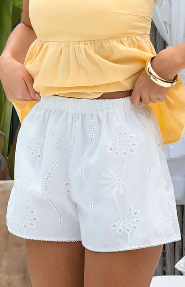 Ailany White Floral Shorts