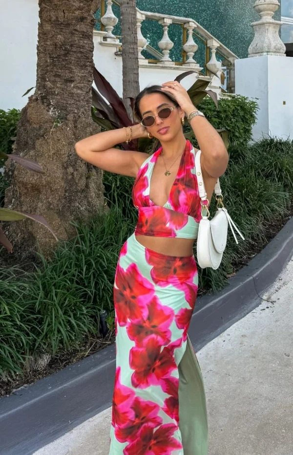 Elsa Green Floral Halter Top