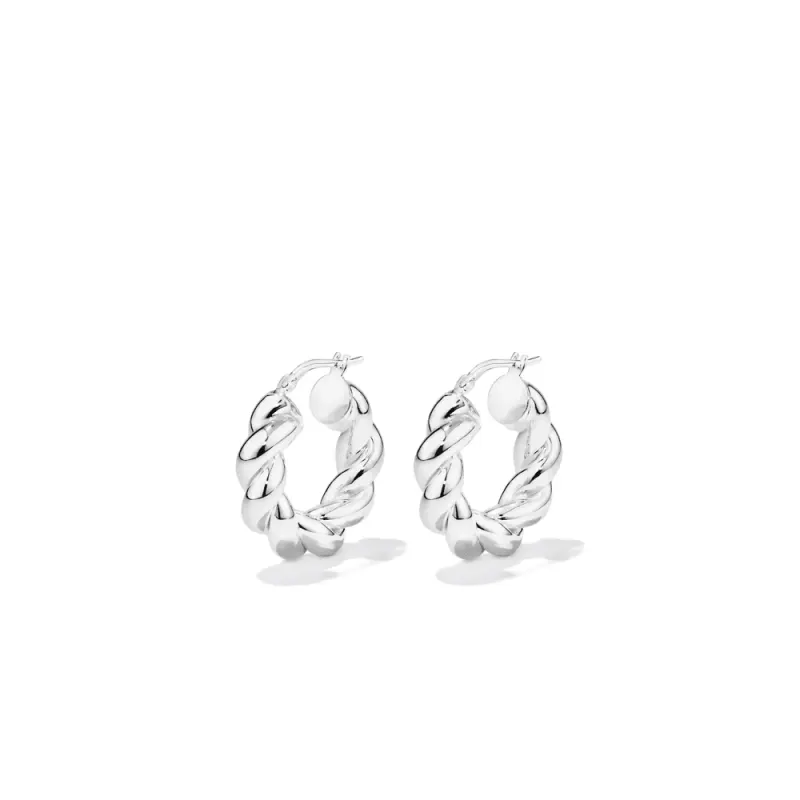 10mm Twist Creole Hoop Earrings in Sterling Silver