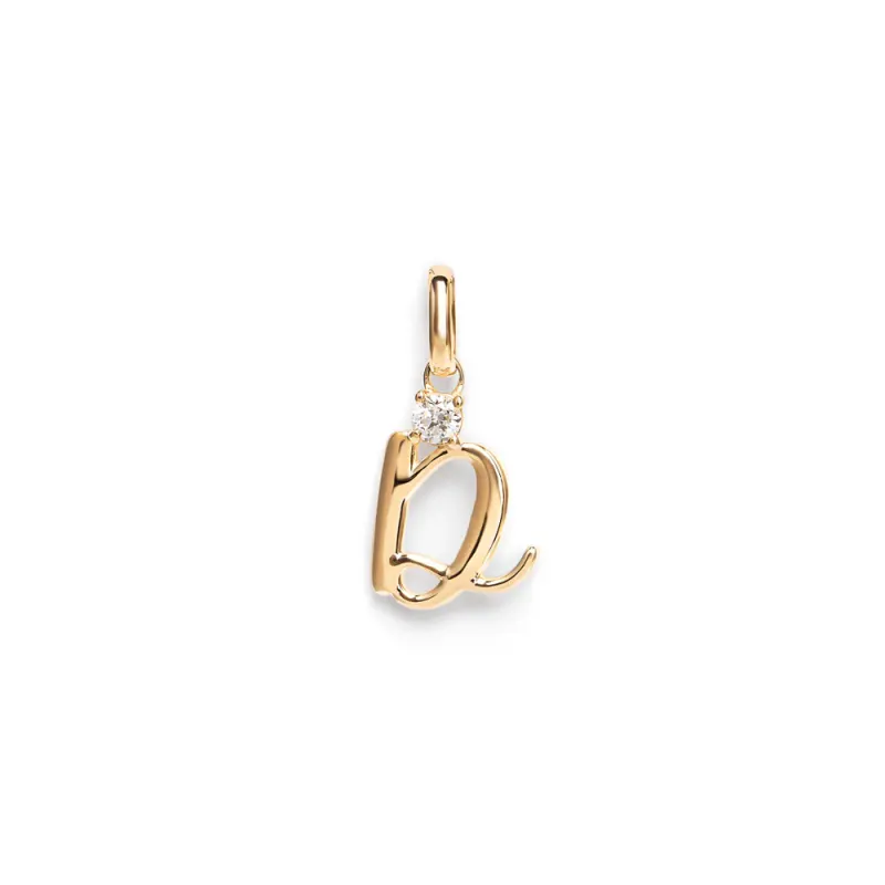 Initial D Pendant with Solitaire 0.05ct Laboratory-Grown Diamond in 9kt Yellow Gold
