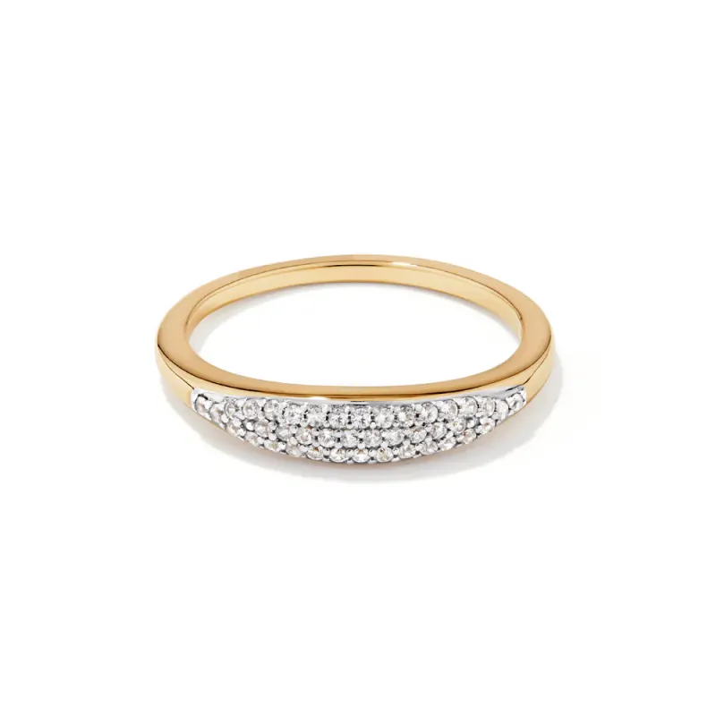 3mm Pavé Cubic Zirconia Dome Ring in 18kt Gold Plated Sterling Silver