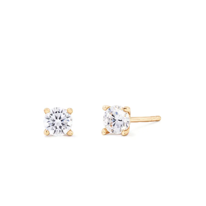 4mm Cubic Zirconia Claw Stud Earrings in 9kt Yellow Gold