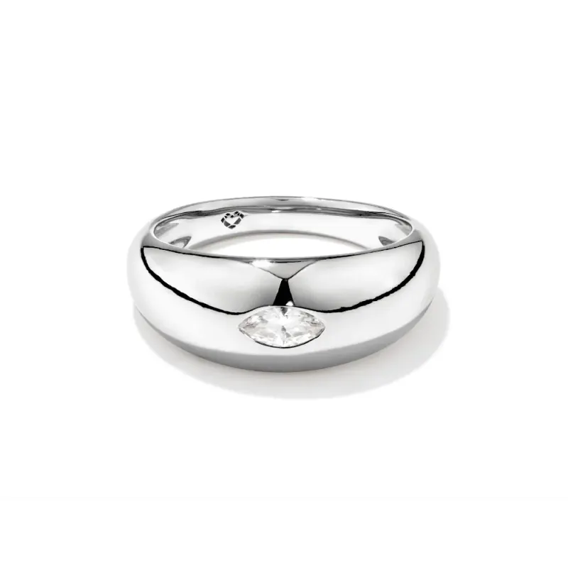 Marquise Cubic Zirconia Dome Ring in Sterling Silver