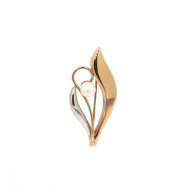 Two-Tone Tulip Broach in 9kt Gold