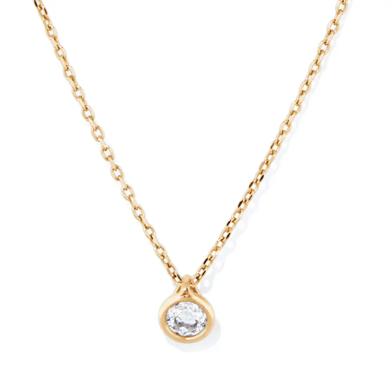 45cm Round Cubic Zirconia Bezel 4mm Pendant Necklace in 9kt Bonded Gold Silver Filled