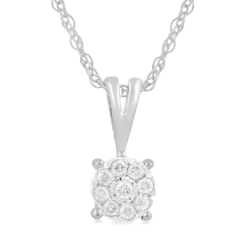 45cm Solitaire Look Necklace Diamond Set in 9kt White Gold