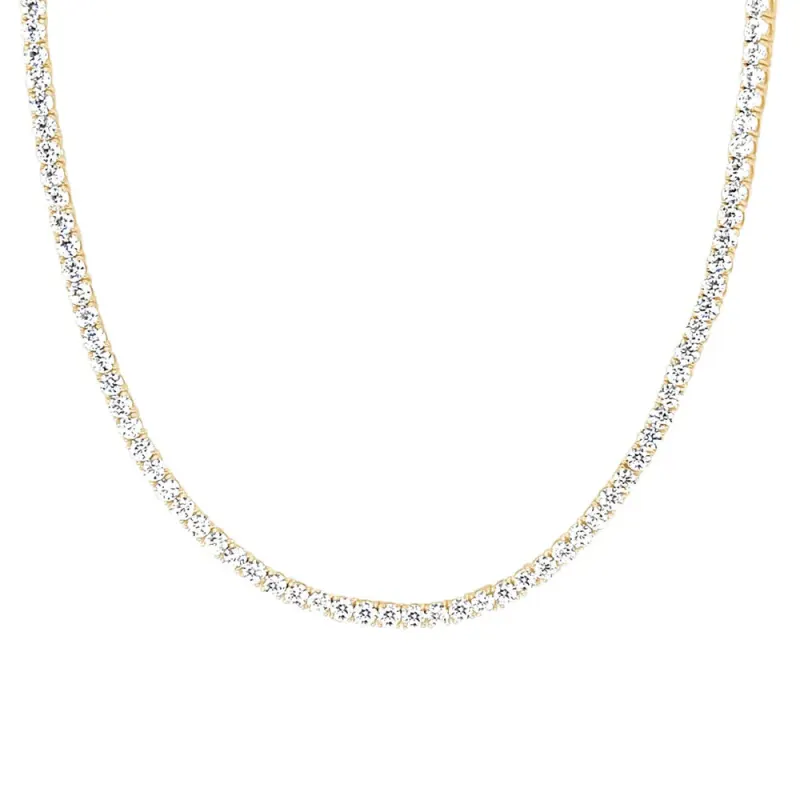 9ct Yellow Gold Tennis Necklace with Cubic Zirconia