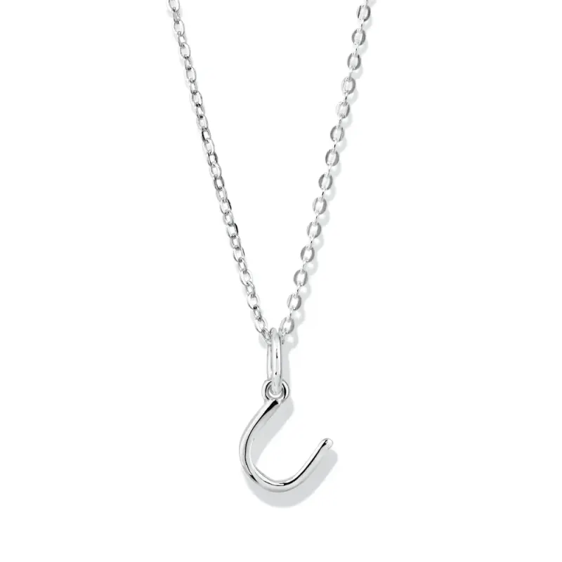 45cm Initial U Pendant Necklace in Sterling Silver