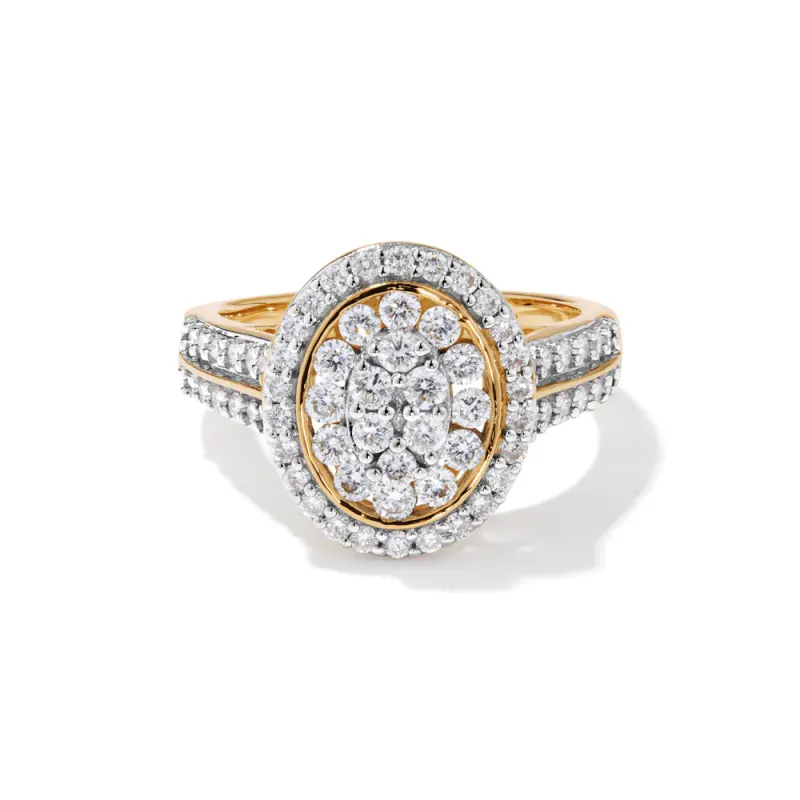 Oval Shaped Ring with 1.00tw of Laboratory-Grown Diamonds in 9kt Yellow Gold