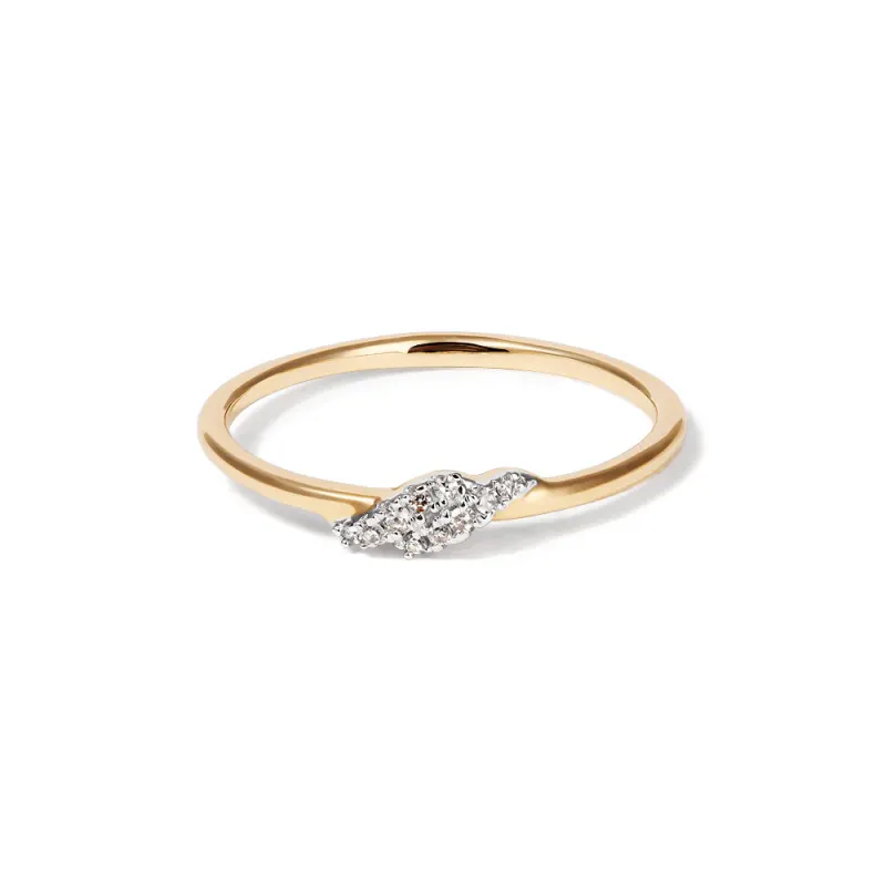 Two Row Twist Ring with 0.03tw of Laboratory-Grown Diamonds in 9kt Yellow Gold