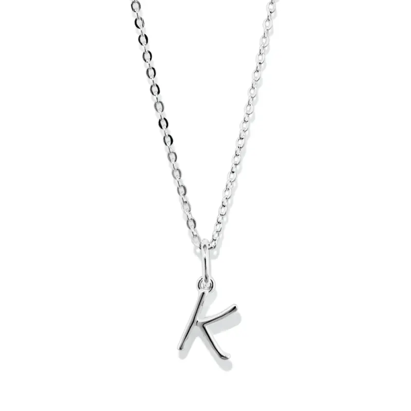 45cm Initial K Pendant Necklace in Sterling Silver
