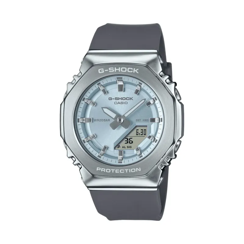 Casio G Shock G Steel Silver and Blue Digital Watch GMS2110-2A