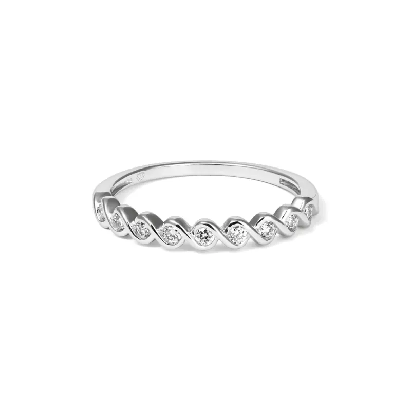 Twist Ring with 0.12tw of Laboratory-Grown Diamonds in Sterling Silver and Platinum