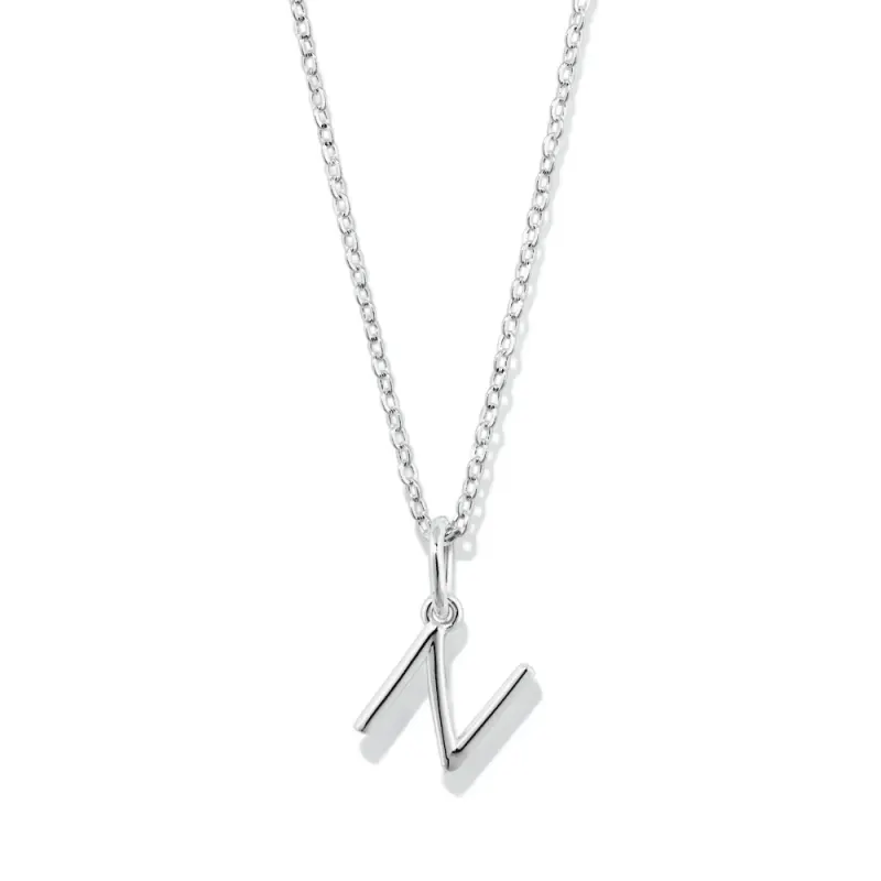 45cm Initial N Pendant Necklace in Sterling Silver