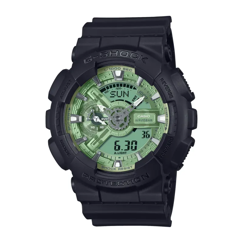 Casio G Shock Black and Green Digital Watch GA110CD-1A3