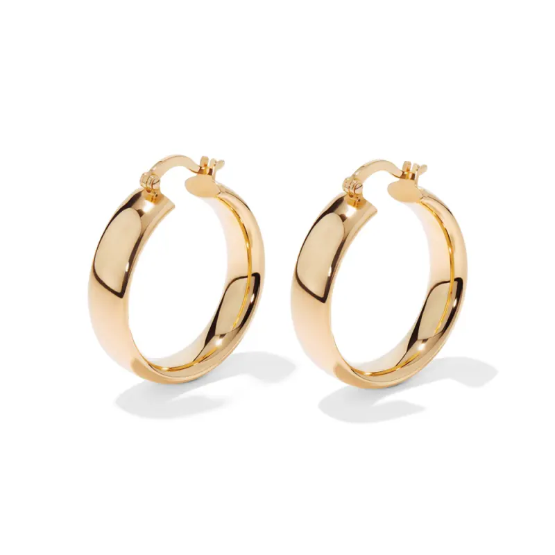 24mm Half Round Hoop Earrings in 9kt Bonded Gold