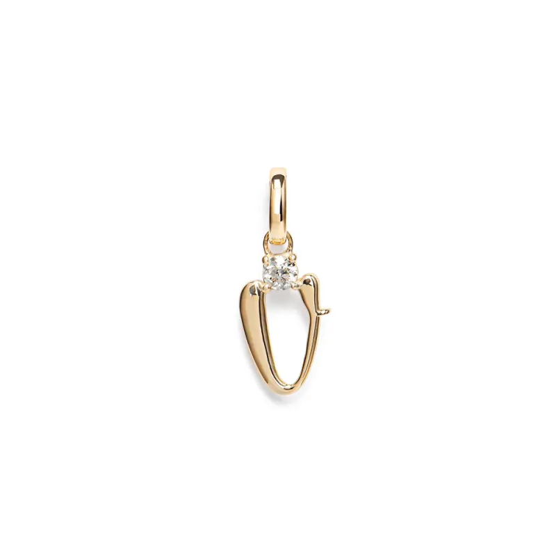Initial V Pendant with Solitaire 0.05ct Laboratory-Grown Diamond in 9kt Yellow Gold