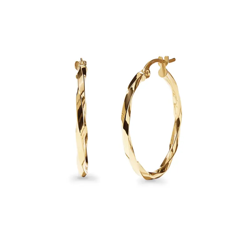 20mm Round Twist Hoop Earrings in 9kt Gold