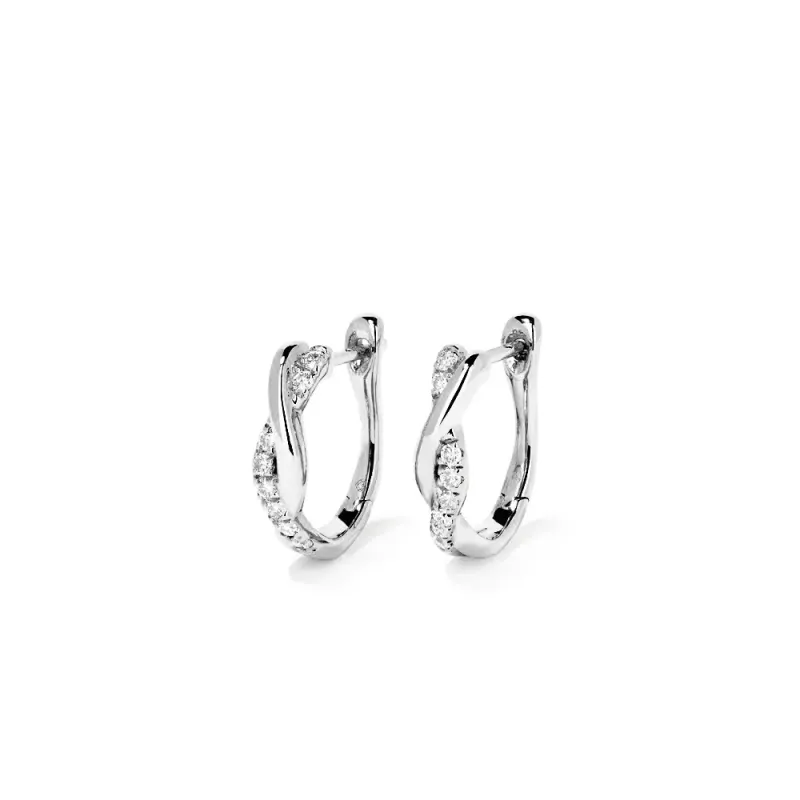 Twist Hoops with 0.20tw of Laboratory-Grown Diamonds in Sterling Silver and Platinum