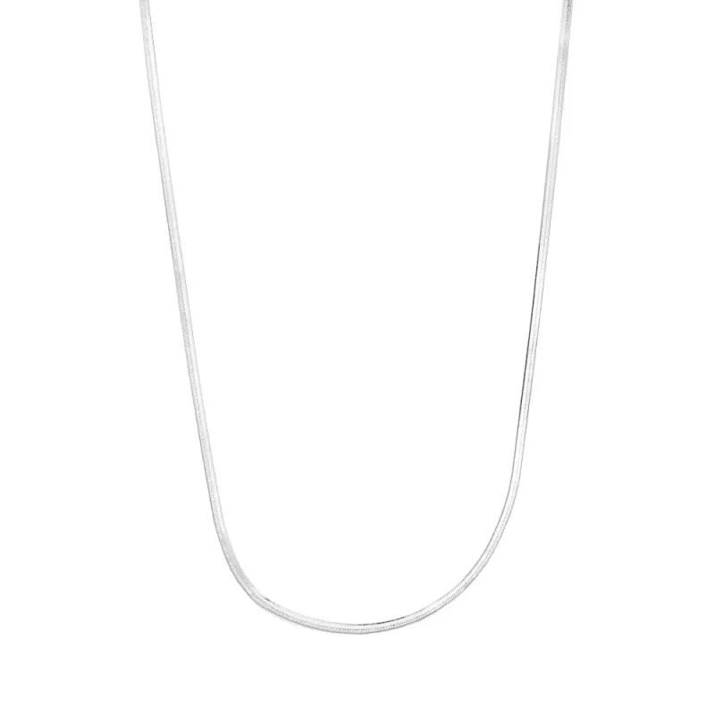 45cm 2mm Width Herringbone Chain Necklace in Sterling Silver