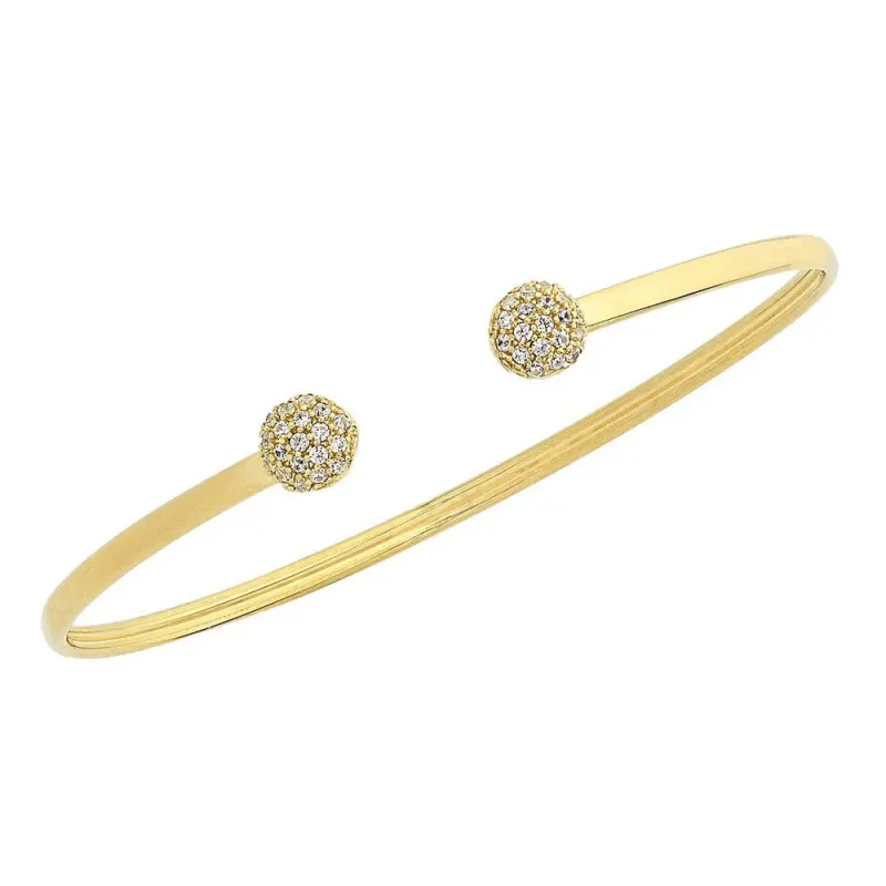 60mm Cubic Zirconia Ball Torque Bangle in 9kt Bonded Gold Silver Filled