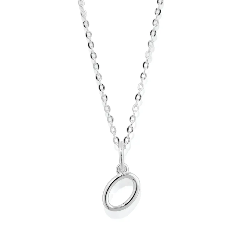 45cm Initial O Pendant Necklace in Sterling Silver