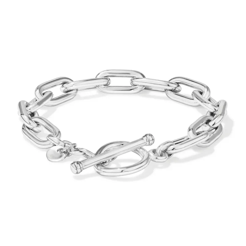 21cm 8mm Width T-Bar Paperclip Bracelet in Sterling Silver