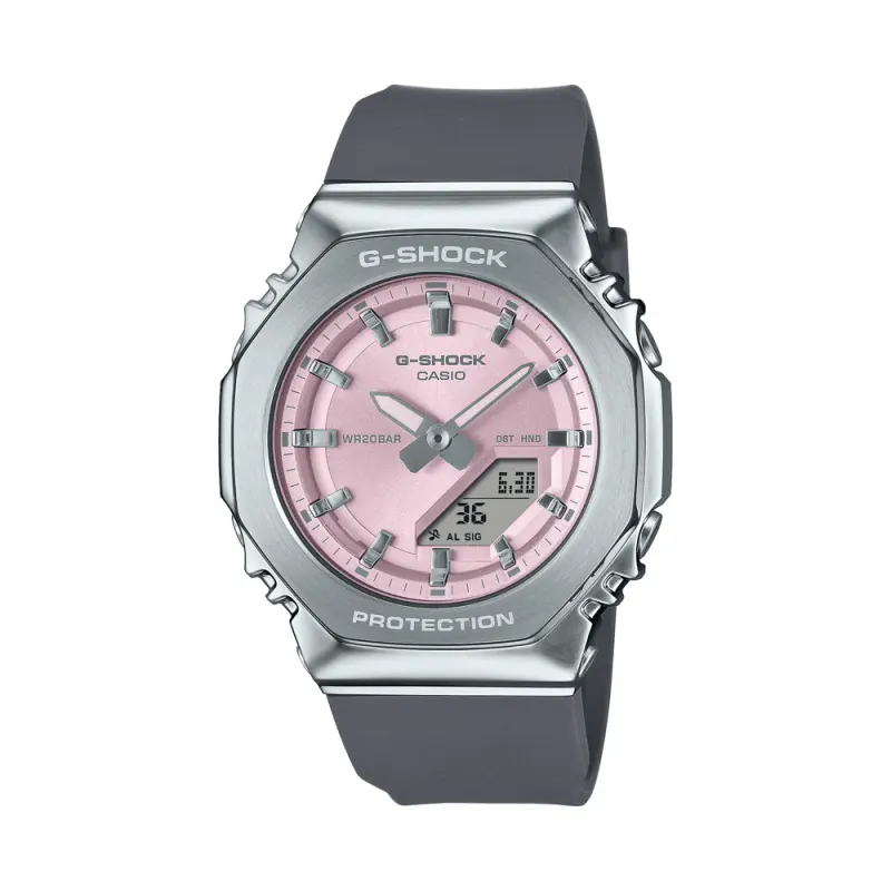 Casio G Shock G Steel Silver and Pink Digital Watch GMS2110-4A