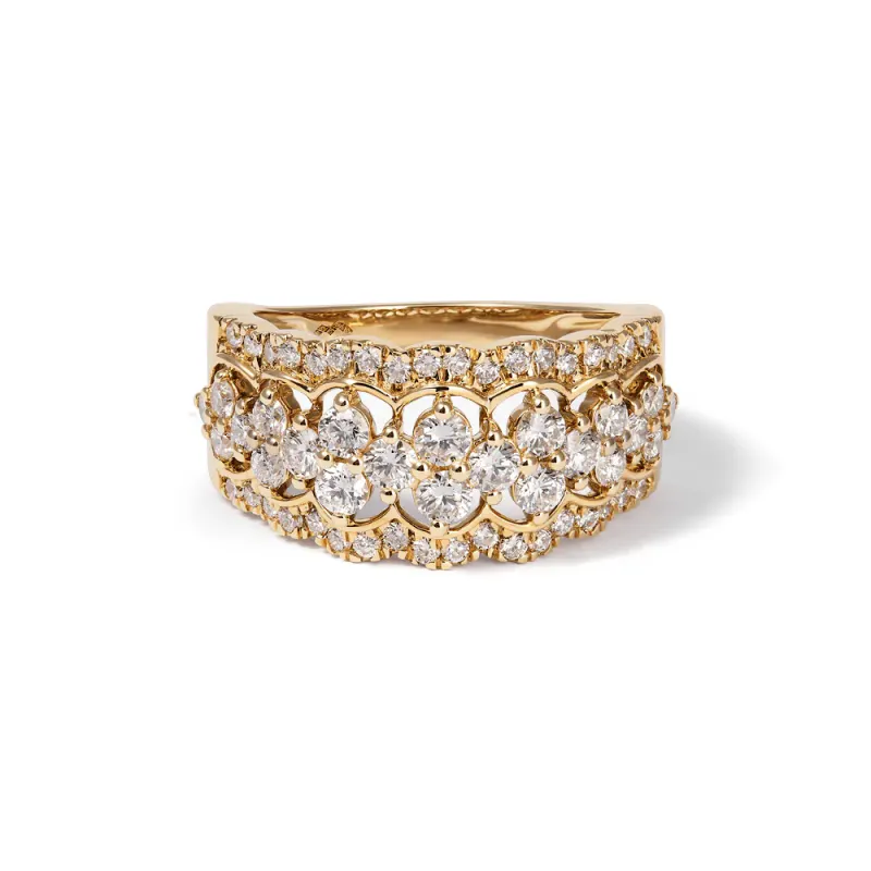 Multirow Dress Ring with 1.16tw of Laboratory-Grown Diamonds in 9kt Yellow Gold