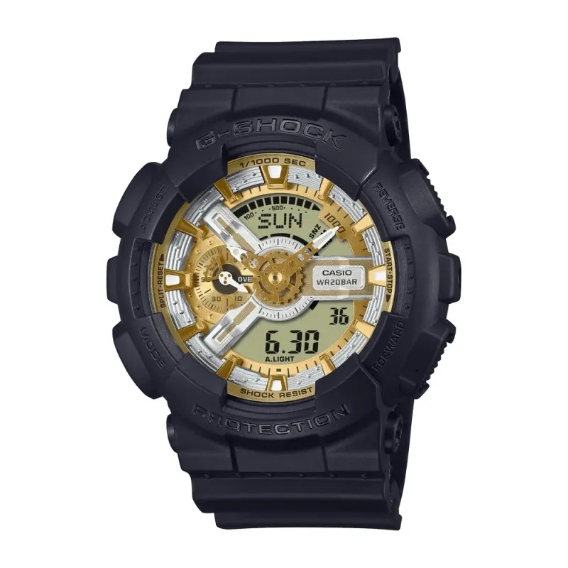 Casio G Shock Black and Gold Digital Watch GA110CD-1A9
