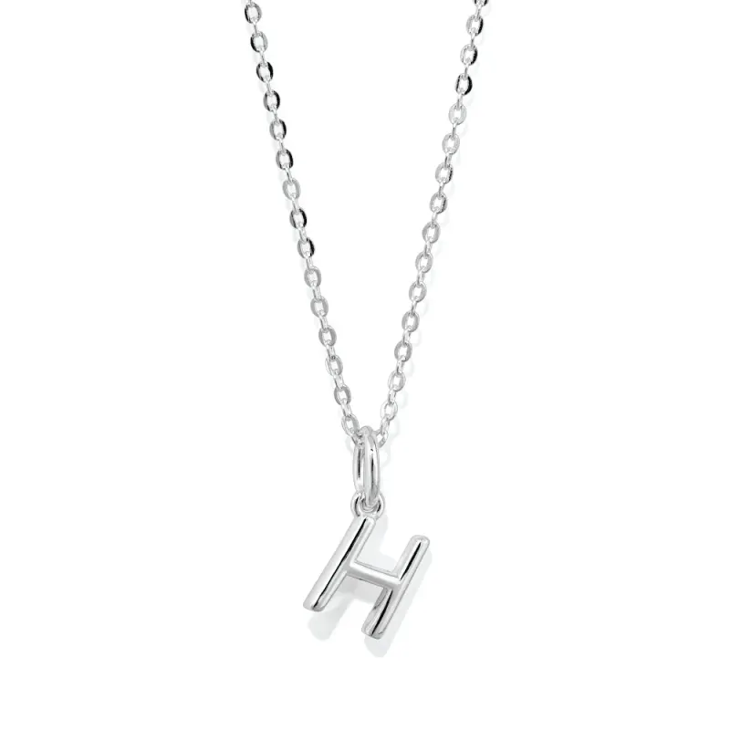 45cm Initial H Pendant Necklace in Sterling Silver