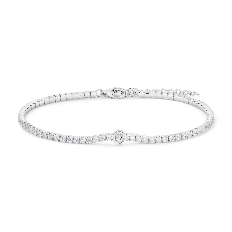 20cm Initial C Cubic Zirconia Tennis Bracelet in Sterling Silver