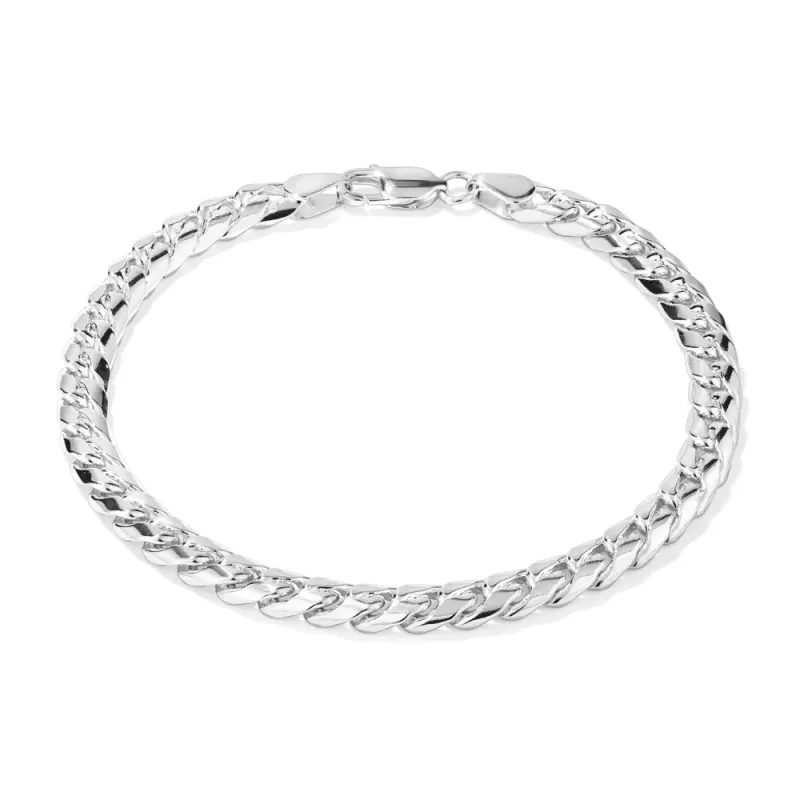 23cm 6mm Width Curved Curb Bracelet in Sterling Silver
