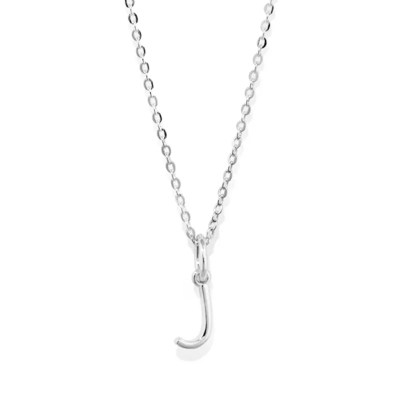 45cm Initial J Pendant Necklace in Sterling Silver