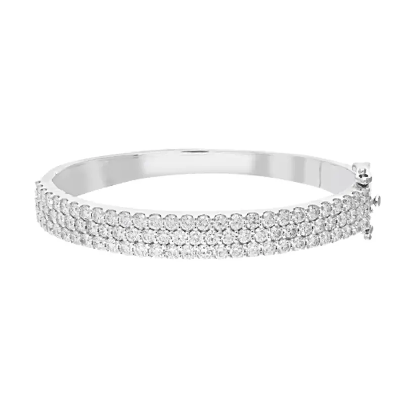 60mm Triple Row Dress Bangle with 7.00tw of Laboratory-Grown Diamonds in Sterling Silver and Platinum