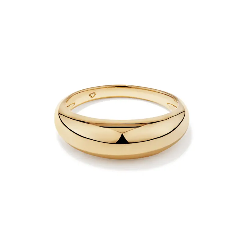 Polished Dome Ring in 18kt Yellow Gold Plated Sterling Silver