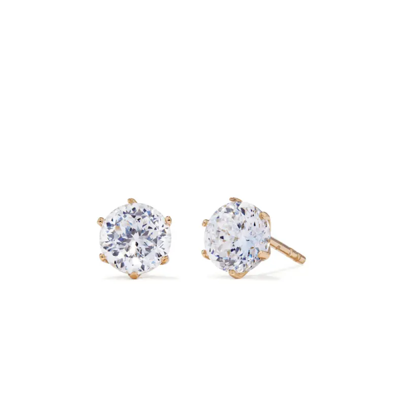 5mm Round Cubic Zirconia Studs in 18kt Gold Plated Sterling Silver