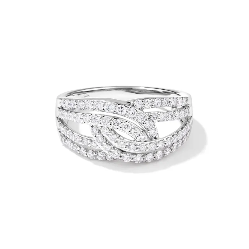 Swirl Multirow Ring with 1.00tw of Laboratory-Grown Diamonds in Sterling Silver