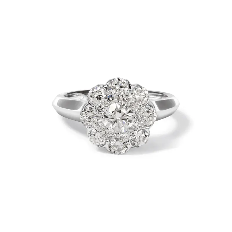 Halo Ring with 1.45tw of Laboratory-Grown Diamonds in Sterling Silver and Platinum