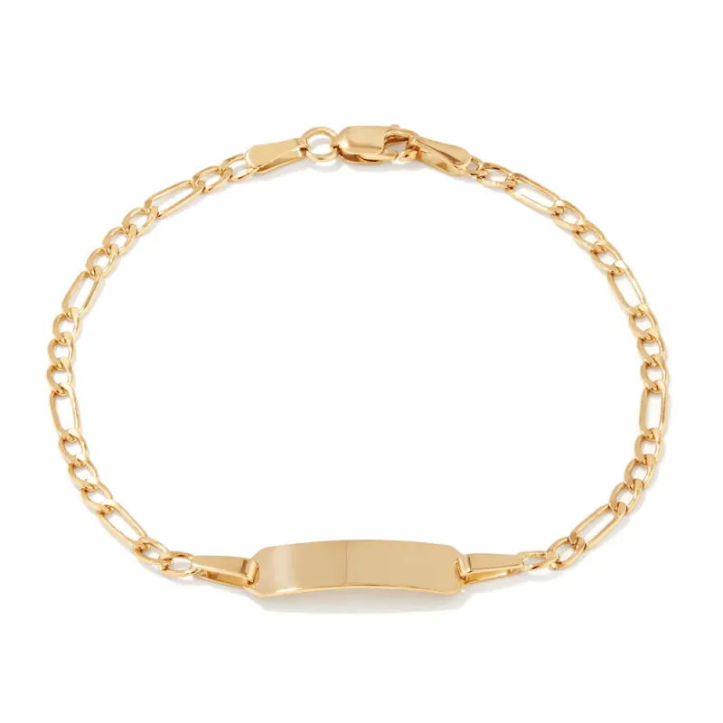 16cm Figaro I.D. Bracelet in 9kt Bonded Gold Silver Filled