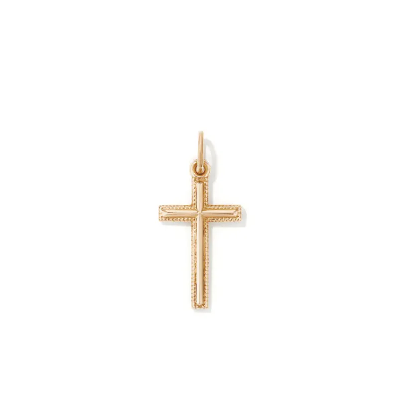 18mm Bevelled Edge Cross Pendant in Bonded 9kt Gold