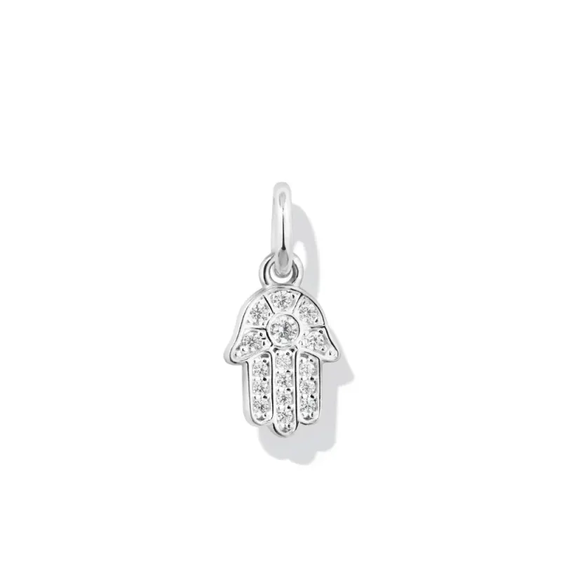 Hamsa Cubic Zirconia Pendant in Sterling Silver