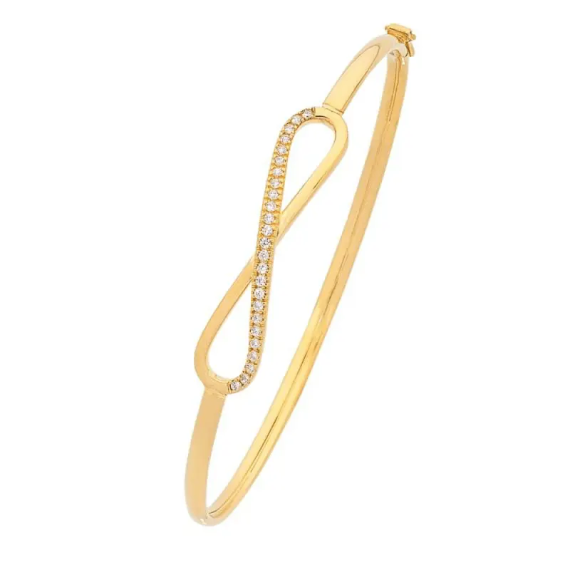 60mm Cubic Zirconia Infinity Bangle in 9kt Bonded Gold Silver Filled